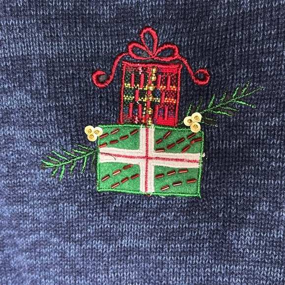 TIARA INTERNATIONAL Vintage Christmas Collection Blue full zip sweater. Size XL. - Picture 8 of 8